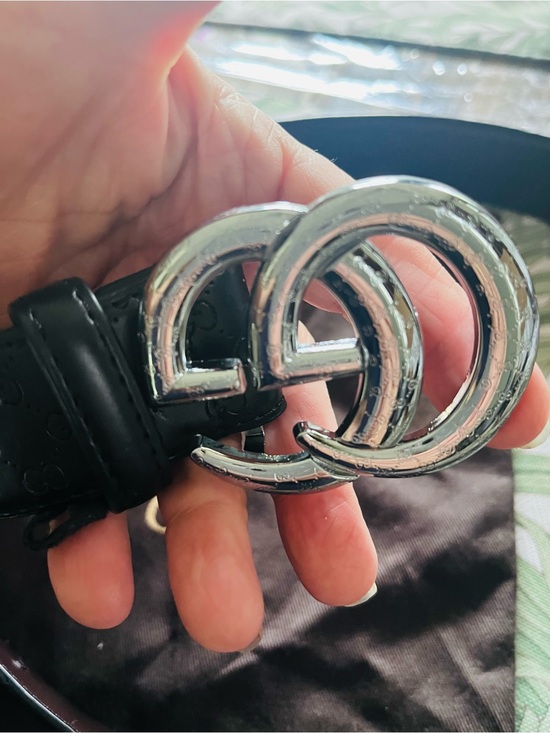 Gucci Other - Gucci Black Leather Belt with Silver Double G Buckle